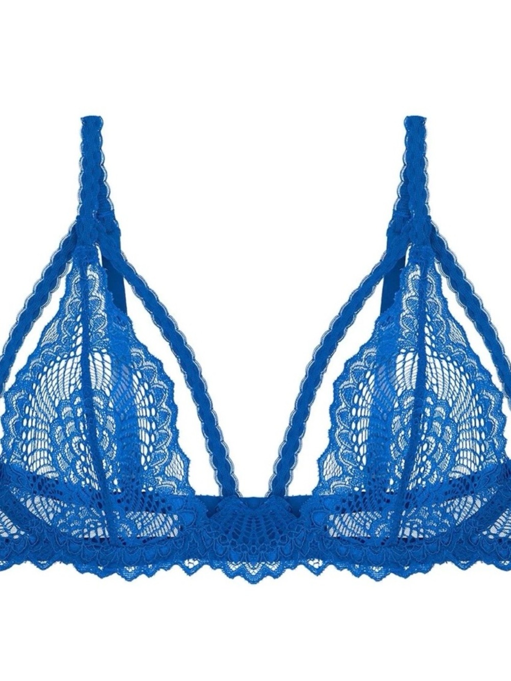 Unlined Scalloped Lace Bralette in Bright Blue